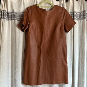 ROOLEE Tan Brown Leather Shift Dress NWT